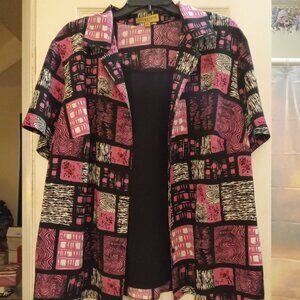 Notations Multicolored Short Sleeve Pull Over Blouse in Size 2X